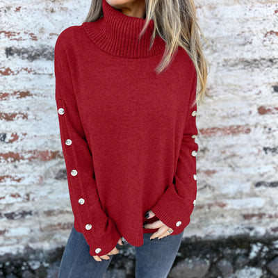 Casual Turtleneck Button Women's Sweater