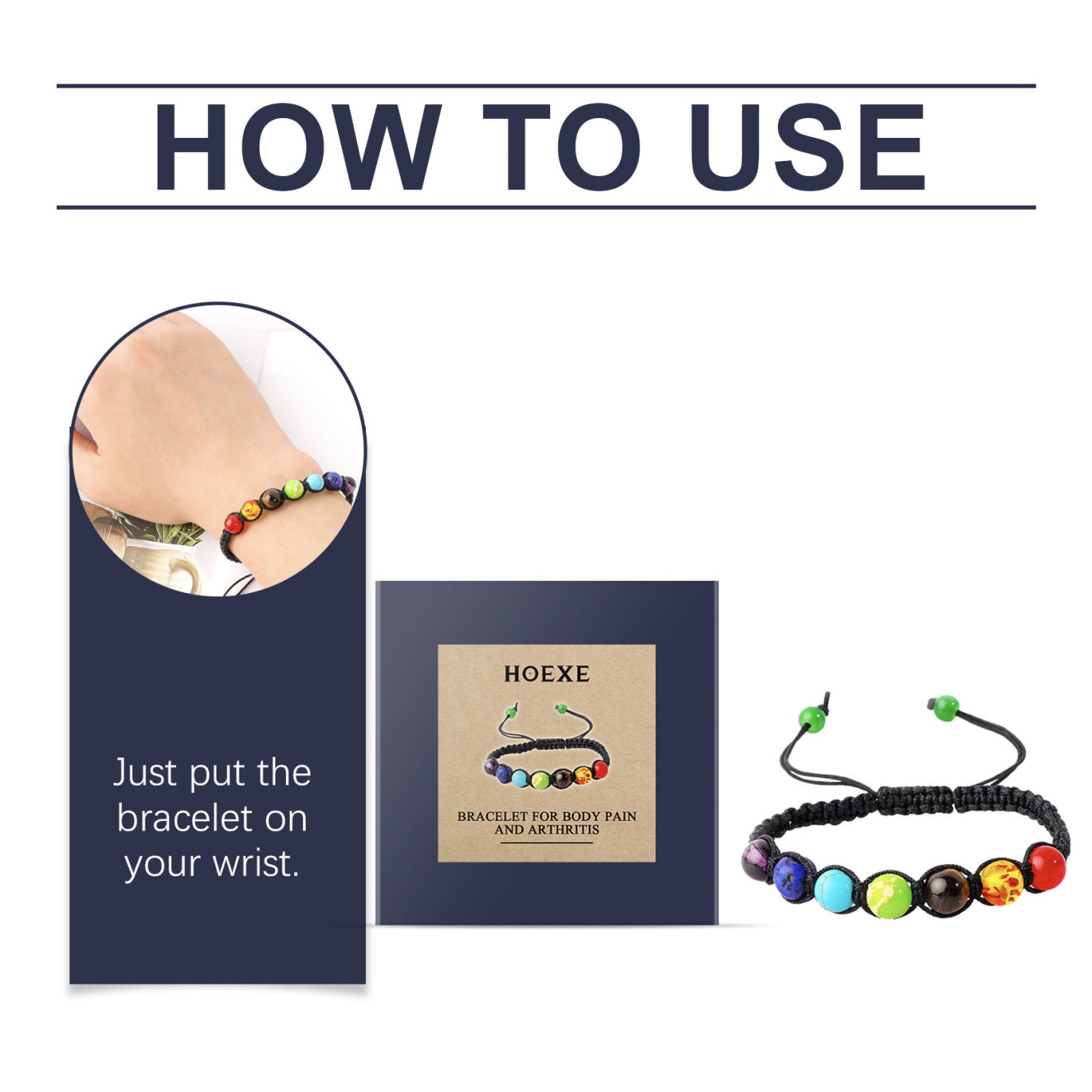 Hoexe Bracelet Minimalist Accessories With Glass Bead Wheel Yoga Portable Accessories Beaded Bracelet