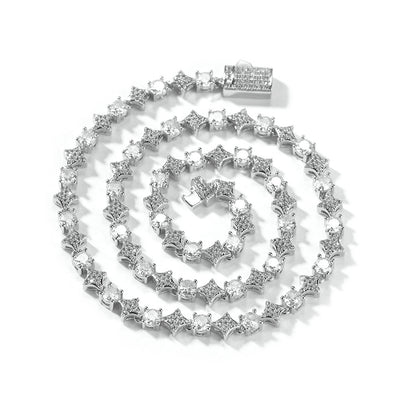 Fashion 6mm Star Zircon Tennis Chain Necklace For Men