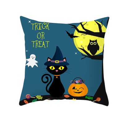 Halloween new pumpkin black cat pillowcase