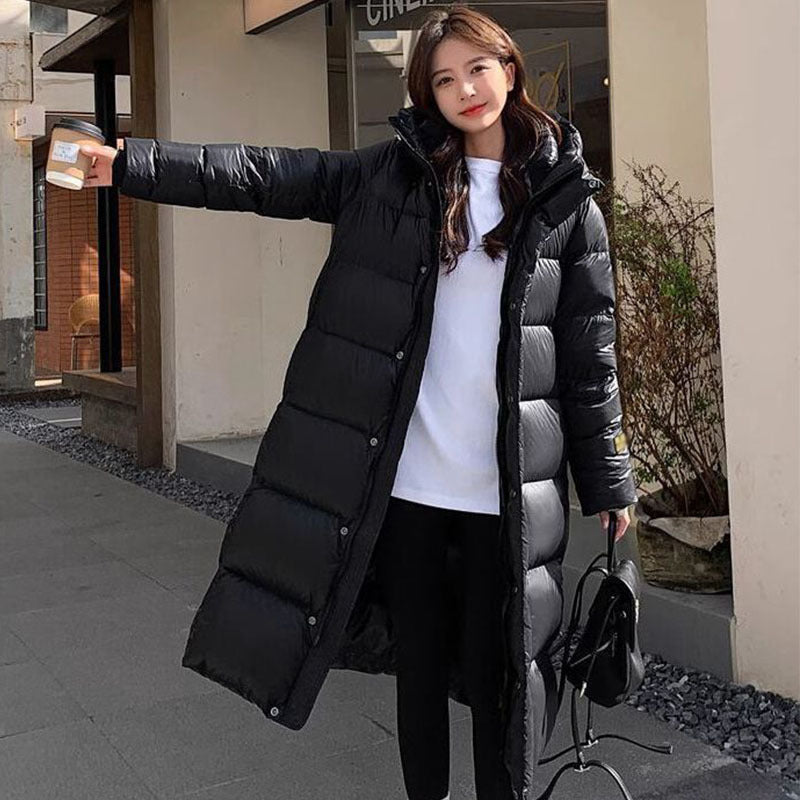 Long Black Same Over-the-knee Thick Down Jacket Women's Coat