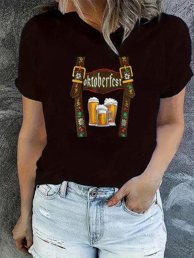 Fashion Personality Women's Oktoberfest Pattern T-shirt