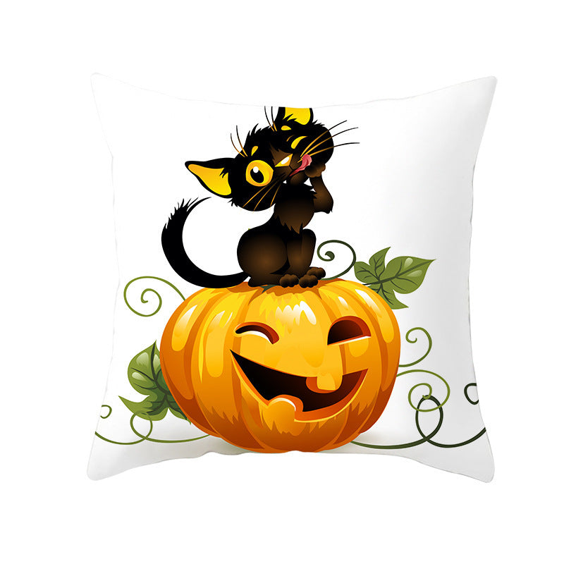 Halloween new pumpkin black cat pillowcase