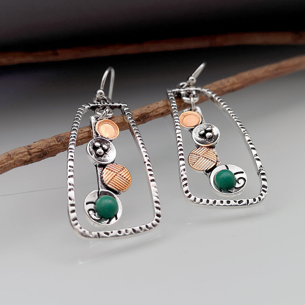European And American Creative Geometric Turquoise Earrings