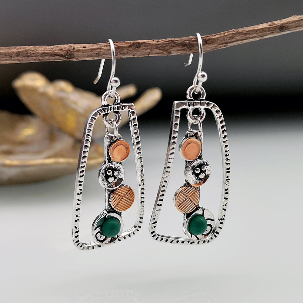 European And American Creative Geometric Turquoise Earrings