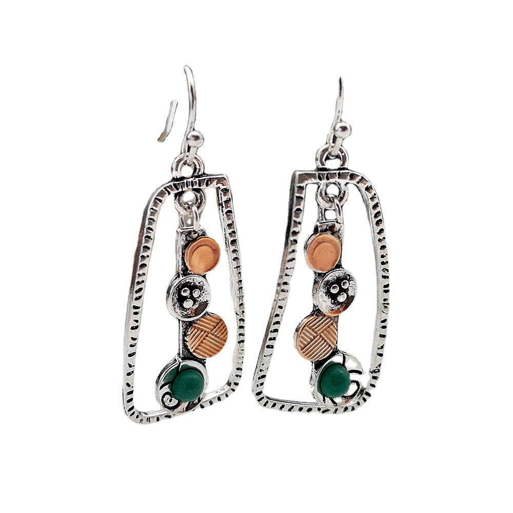 European And American Creative Geometric Turquoise Earrings