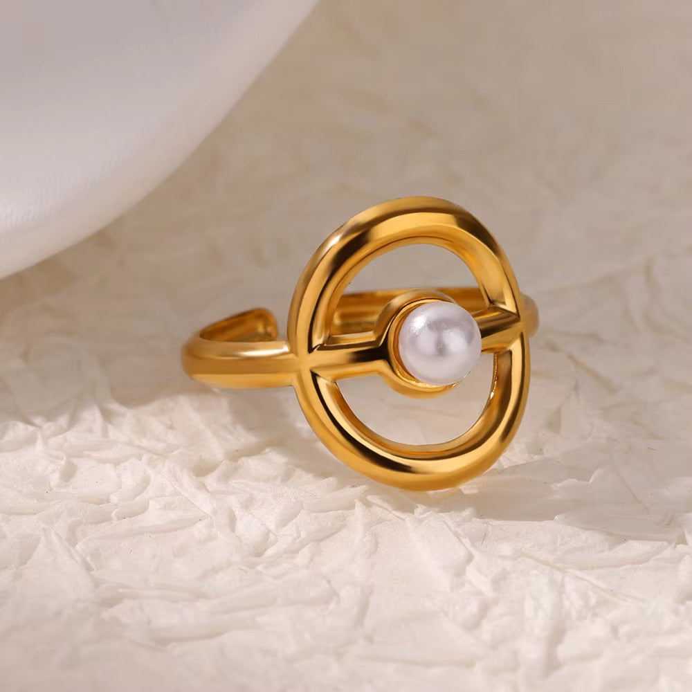 Vintage Court Style Stainless Steel Love Heart-shaped Ring