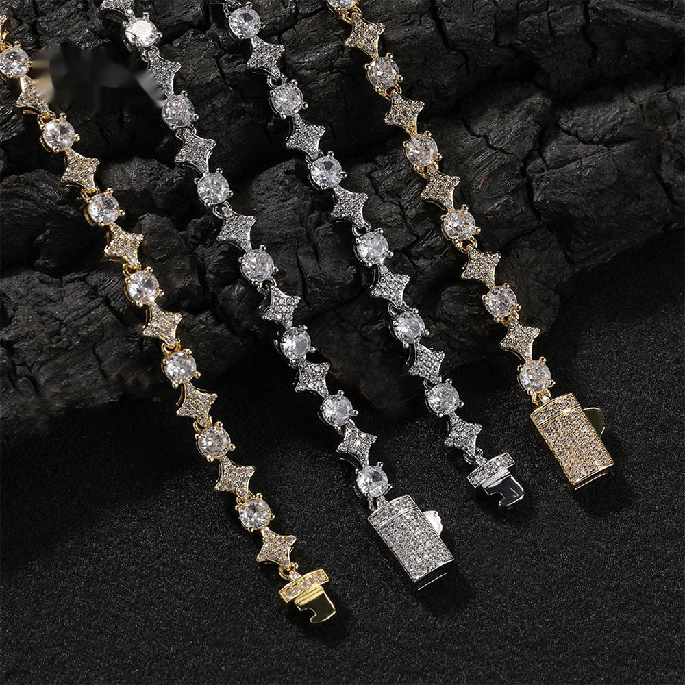 Fashion 6mm Star Zircon Tennis Chain Necklace For Men