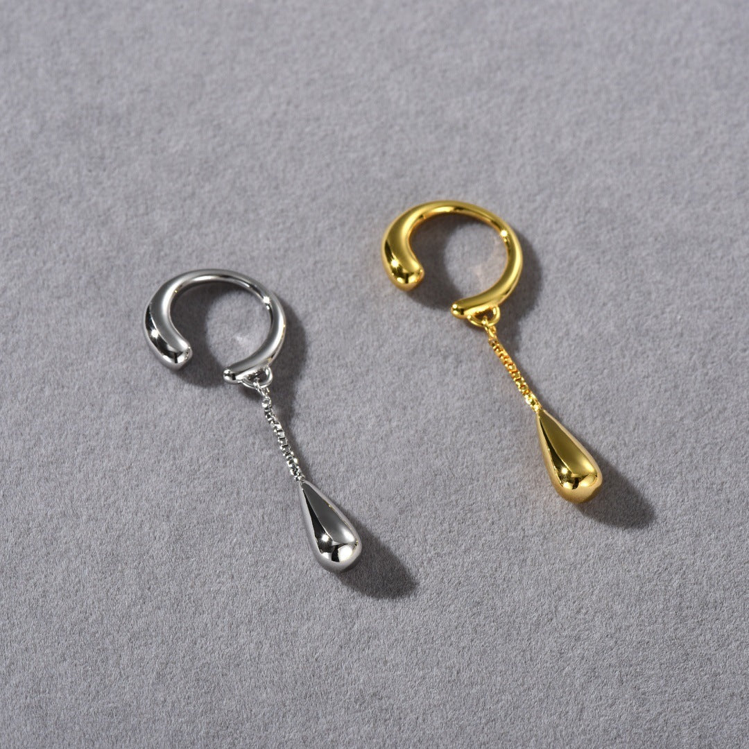 Water Drop Chain Ear Clip Female Simple Tassel