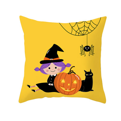 Halloween new pumpkin black cat pillowcase