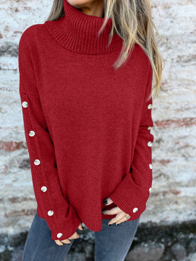 Casual Turtleneck Button Women's Sweater