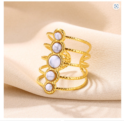Turquoise Inlaid Multi-layer Female Ring