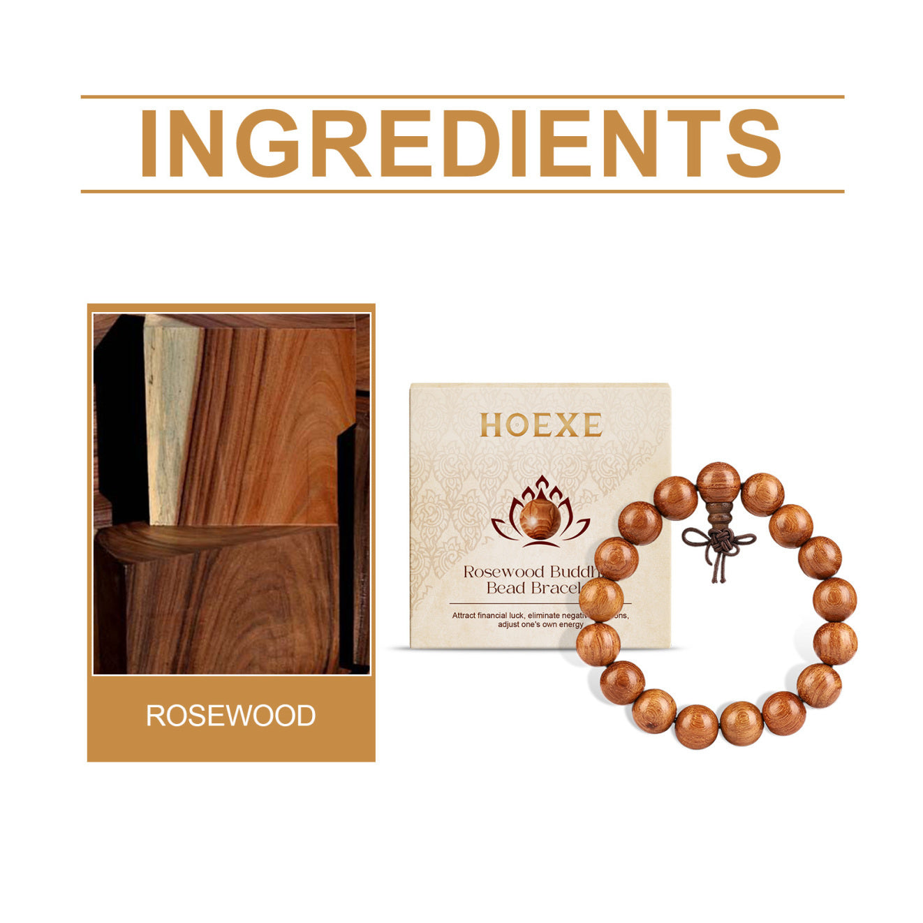 Hoexe Rosewood Buddha Bead Bracelet Daily Simple Fashion Design Bracelet Personalized Versatile Beaded Bracelet
