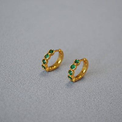 Women's Fashion Simple Brass Gold-plated Emerald Zircon Earrings