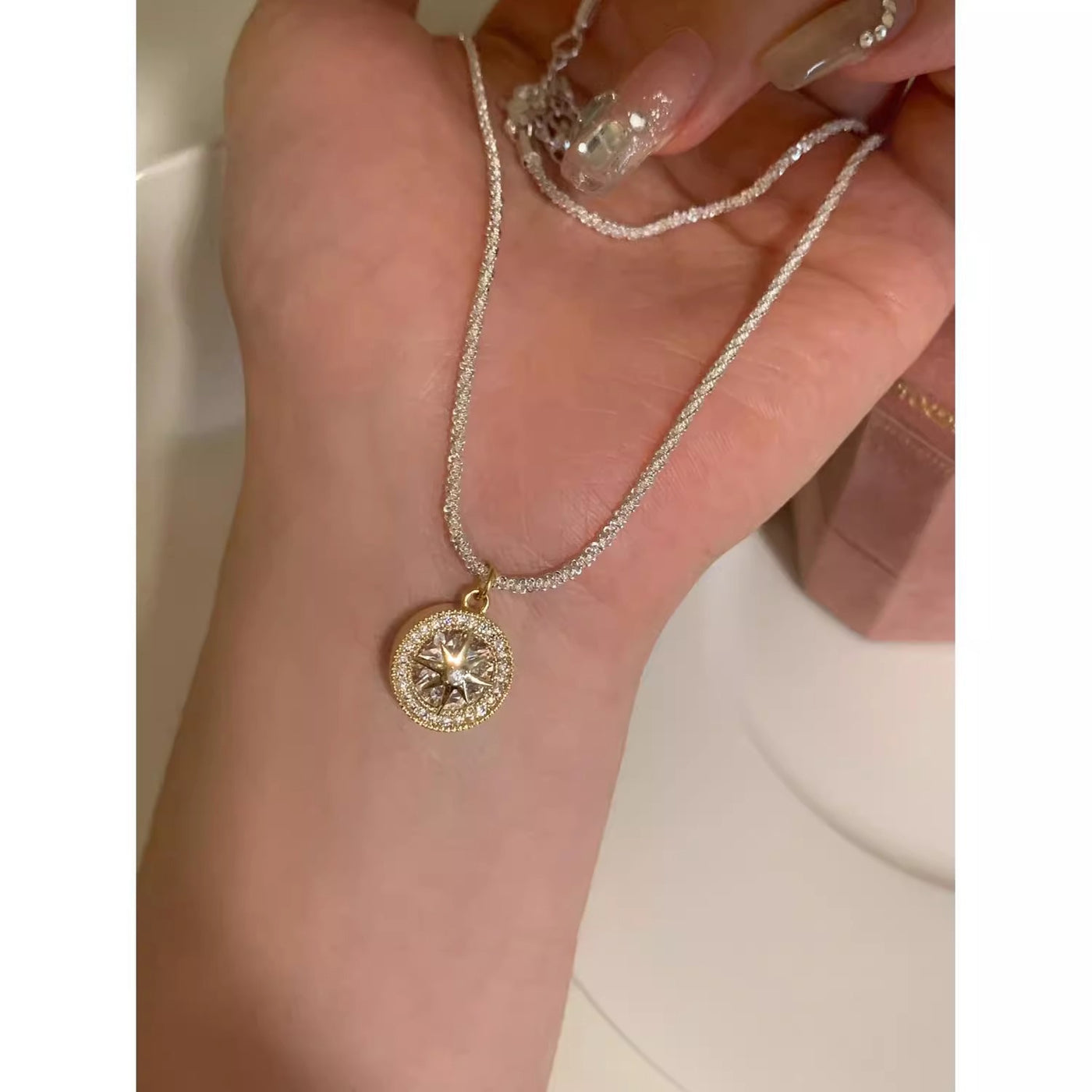 Niche High-grade Six-pointed Star Starry Sky Necklace