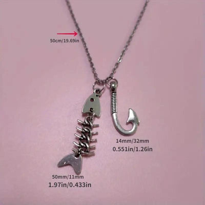 Ancient Silver Ornament Fishbone Fishbone Necklace Earrings