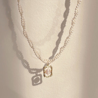 Niche Double Layer Twin Small Rice-shaped Beads Clavicle Temperament Entry Lux Fashion Necklace
