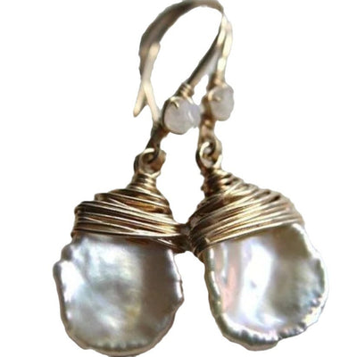 Fashion Creative Irregular Shell Pearl Pendant Earrings