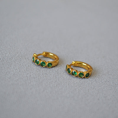 Women's Fashion Simple Brass Gold-plated Emerald Zircon Earrings