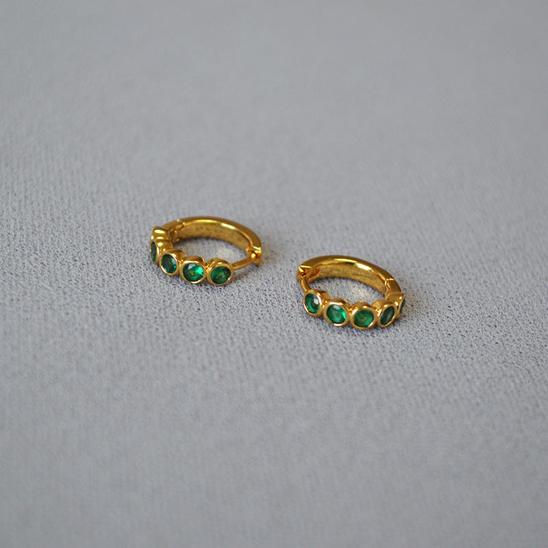 Women's Fashion Simple Brass Gold-plated Emerald Zircon Earrings