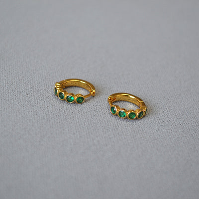 Women's Fashion Simple Brass Gold-plated Emerald Zircon Earrings