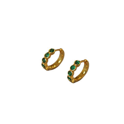 Women's Fashion Simple Brass Gold-plated Emerald Zircon Earrings