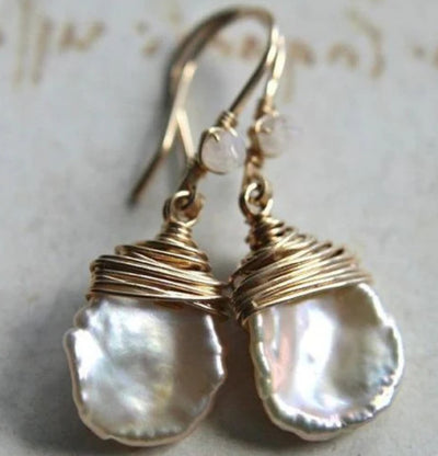 Fashion Creative Irregular Shell Pearl Pendant Earrings