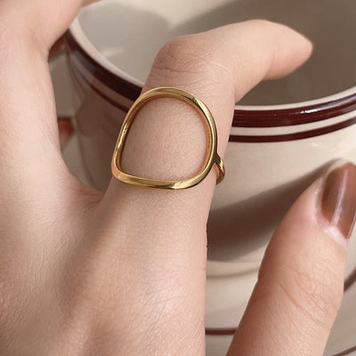 Female Nordic Minimalist Design Geometric Hollow Circle Ring