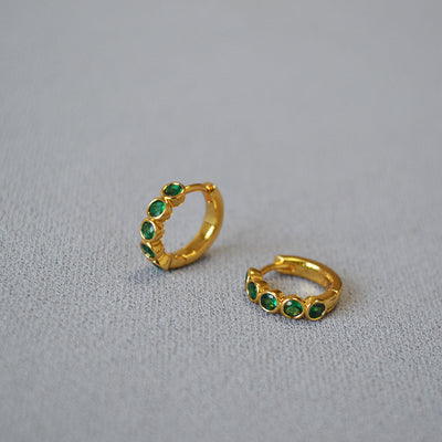 Women's Fashion Simple Brass Gold-plated Emerald Zircon Earrings