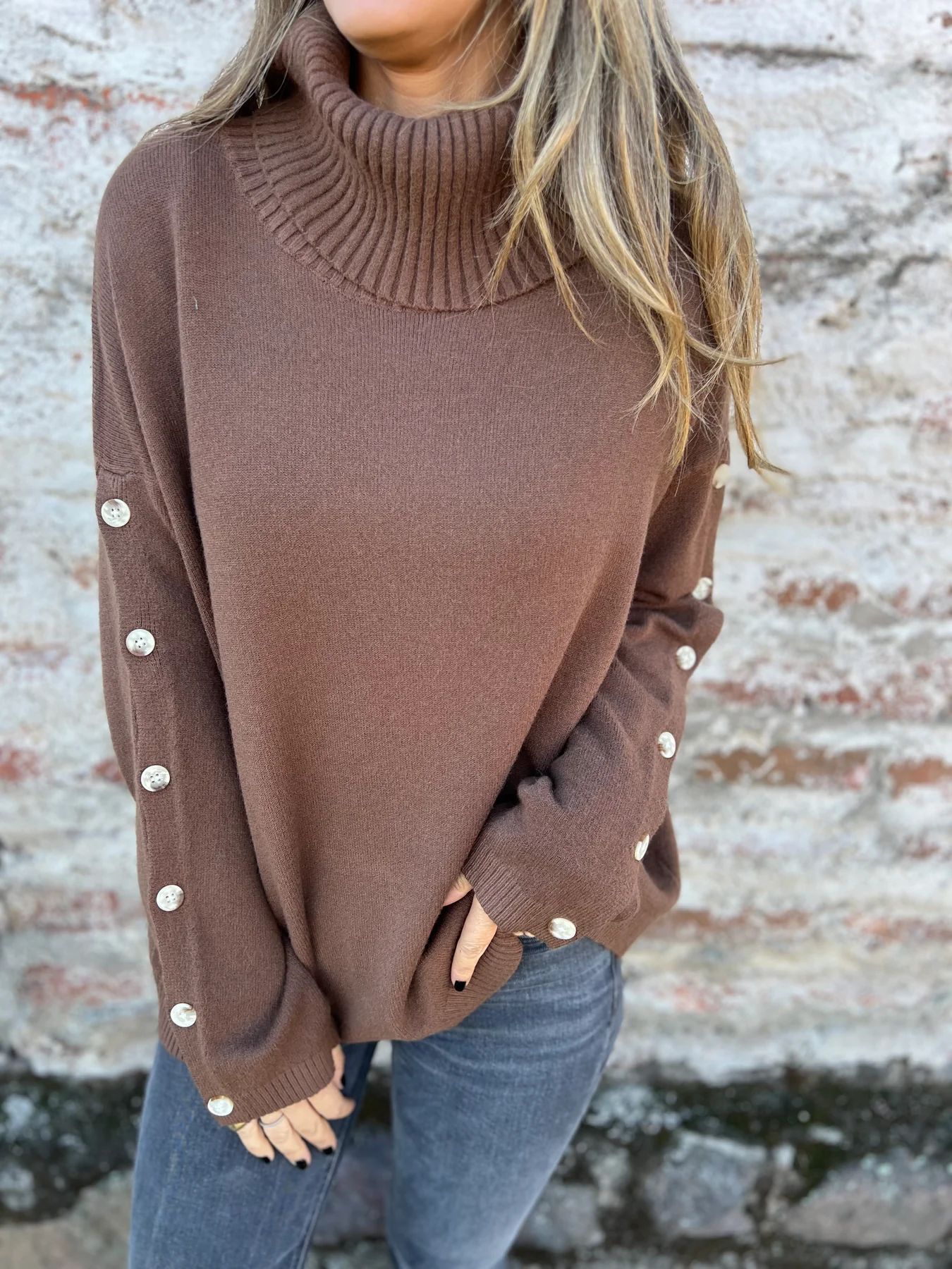 Casual Turtleneck Button Women's Sweater