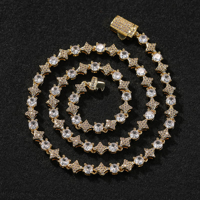 Fashion 6mm Star Zircon Tennis Chain Necklace For Men