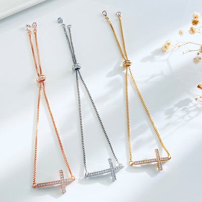 Women's Diamond Pull-out Cross Bracelet