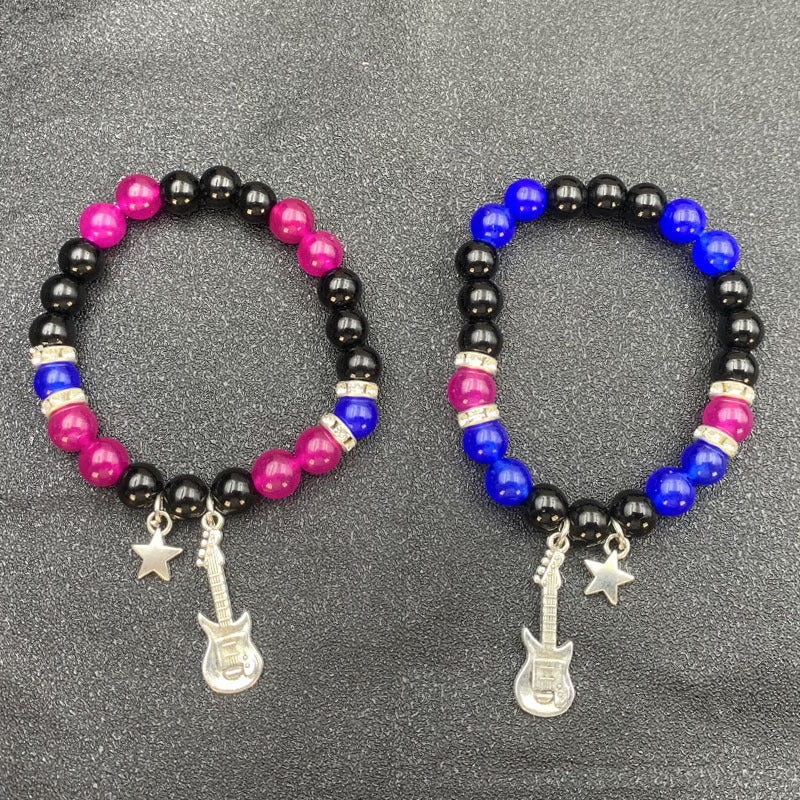 Halloween Couple Bracelet Red And Black Beaded
