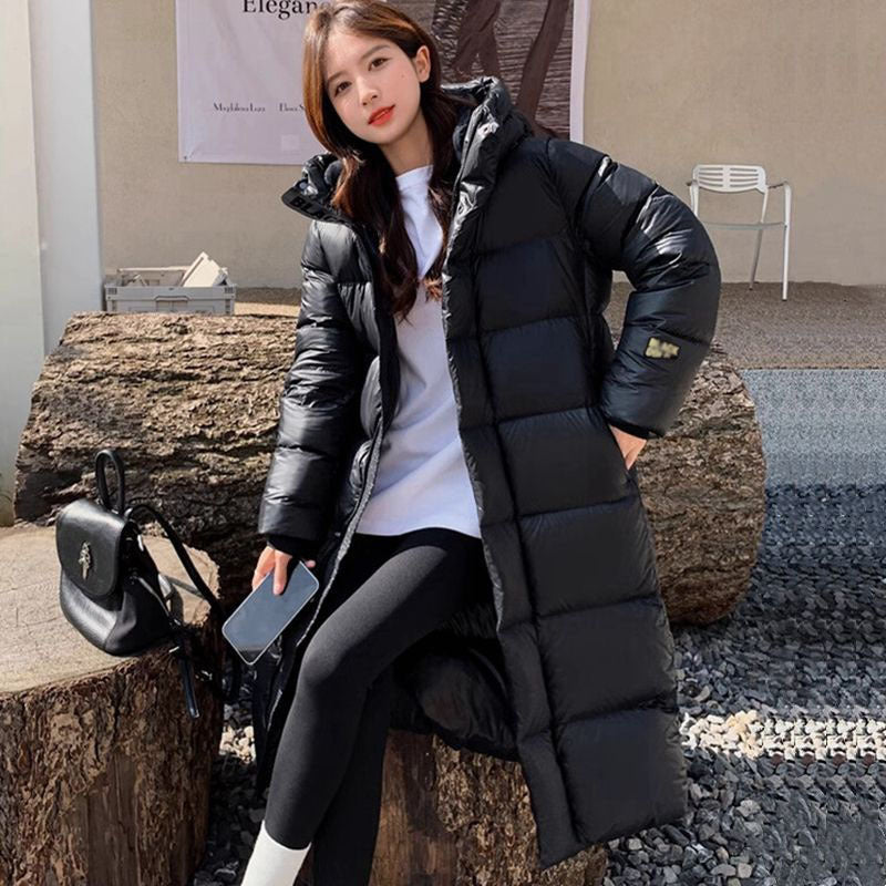 Long Black Same Over-the-knee Thick Down Jacket Women's Coat