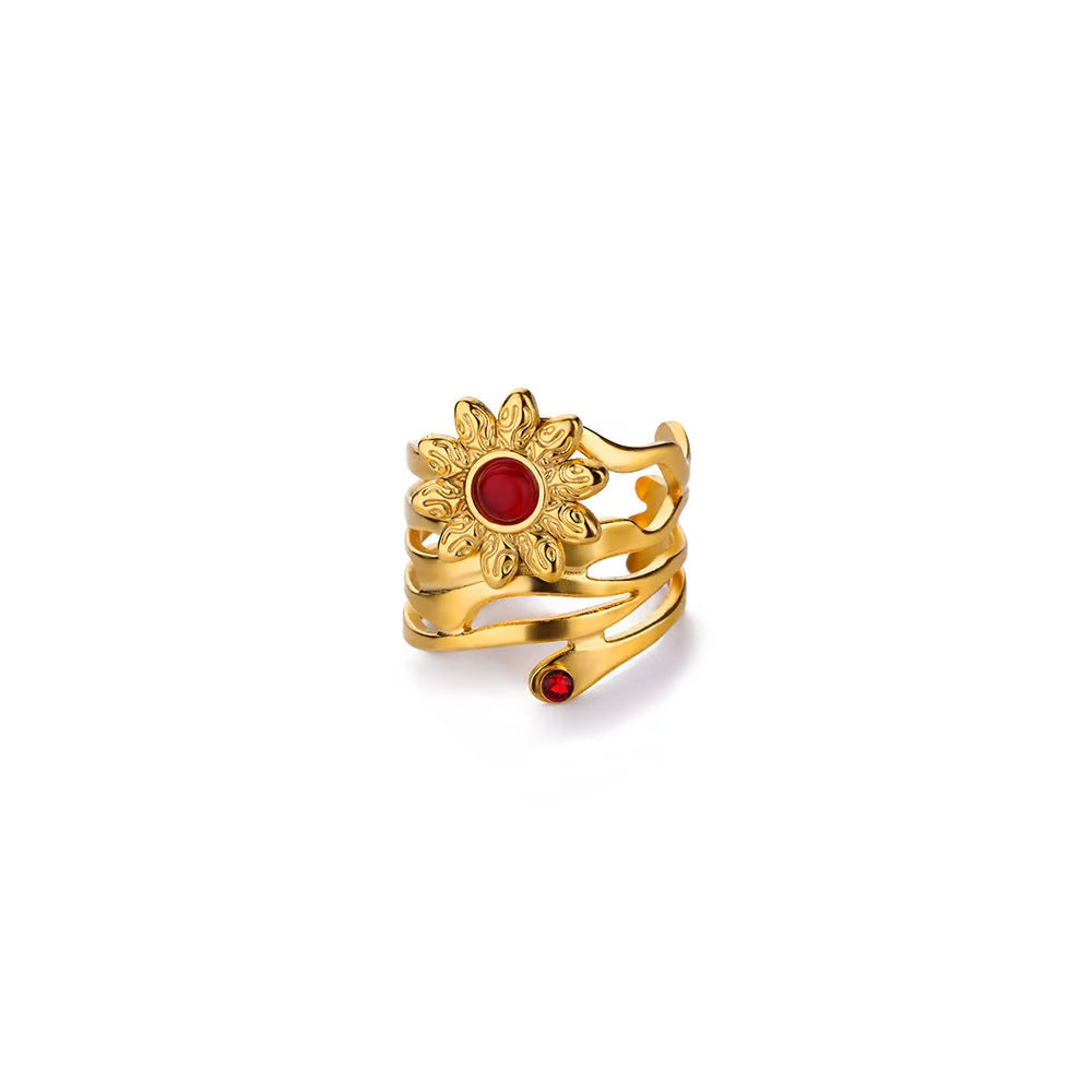 Vintage Court Style Stainless Steel Love Heart-shaped Ring