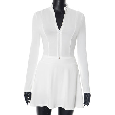 Women's Fashion Slim-fit Zipper Cardigan Two-piece Suit
