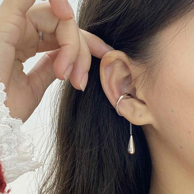 Water Drop Chain Ear Clip Female Simple Tassel