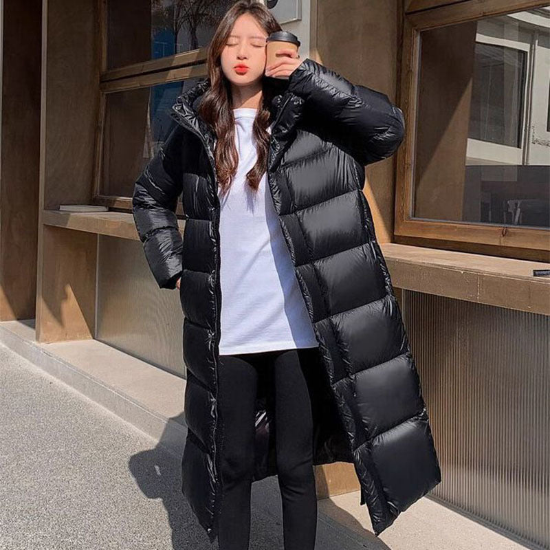 Long Black Same Over-the-knee Thick Down Jacket Women's Coat